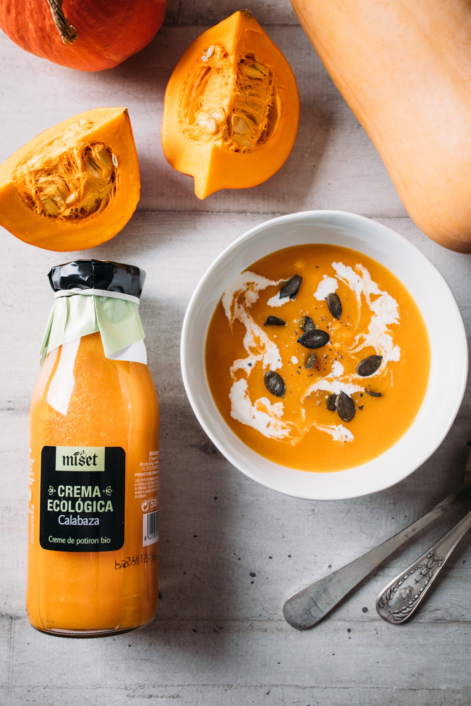 Crème de potiron bio MISÉT, produit artisanal espagnol.