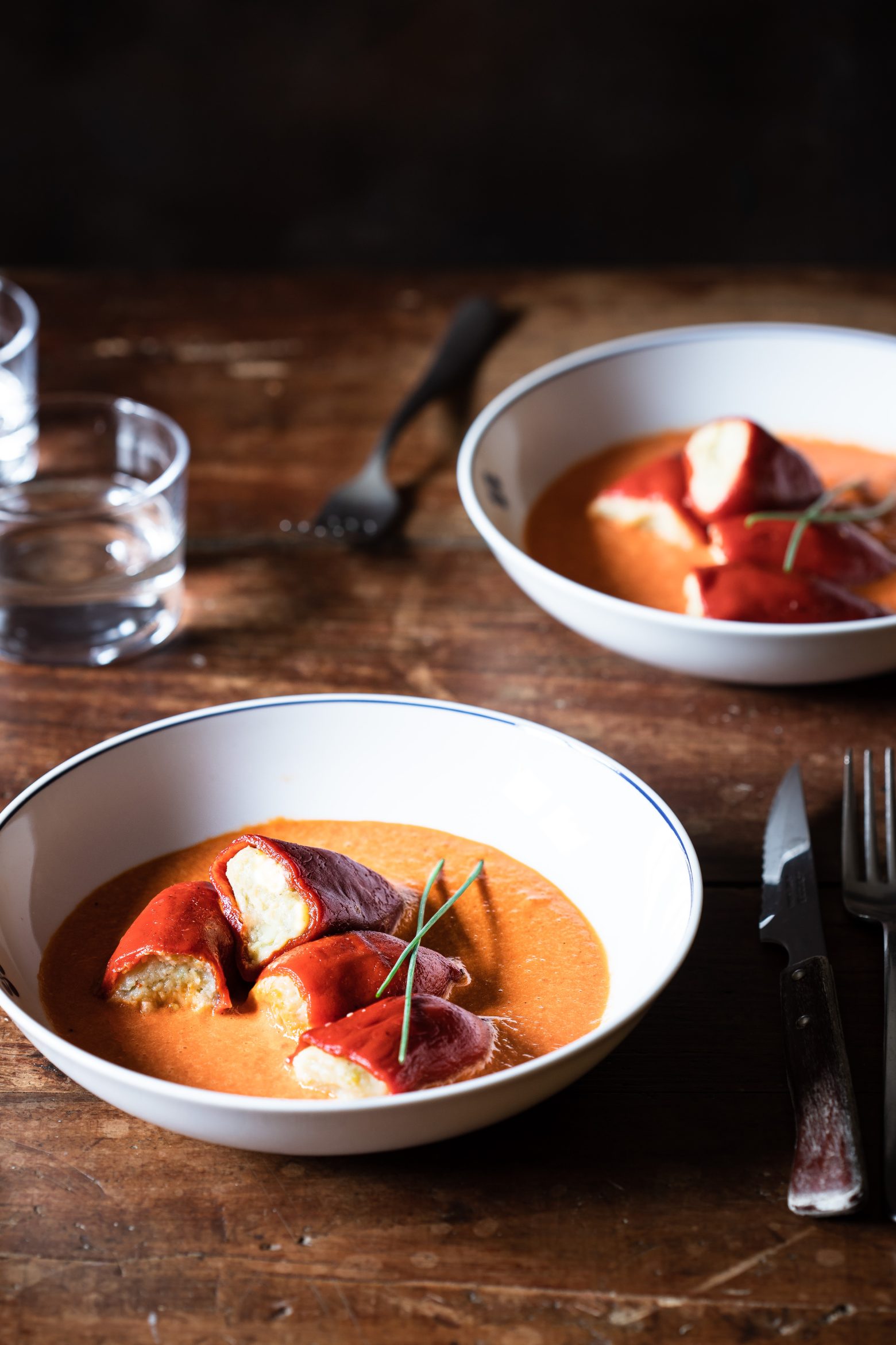 Piquillos farcis à la brandade de morue, spécialité gastronomique du Pays Basque.