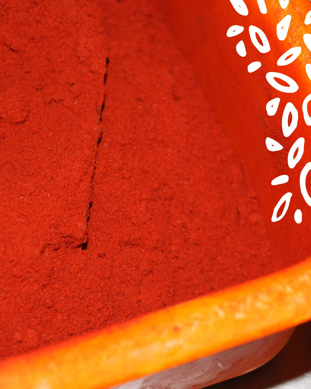 Gros plan sur la poudre de paprika fumé Pimentón de la Vera dans un récipient orange