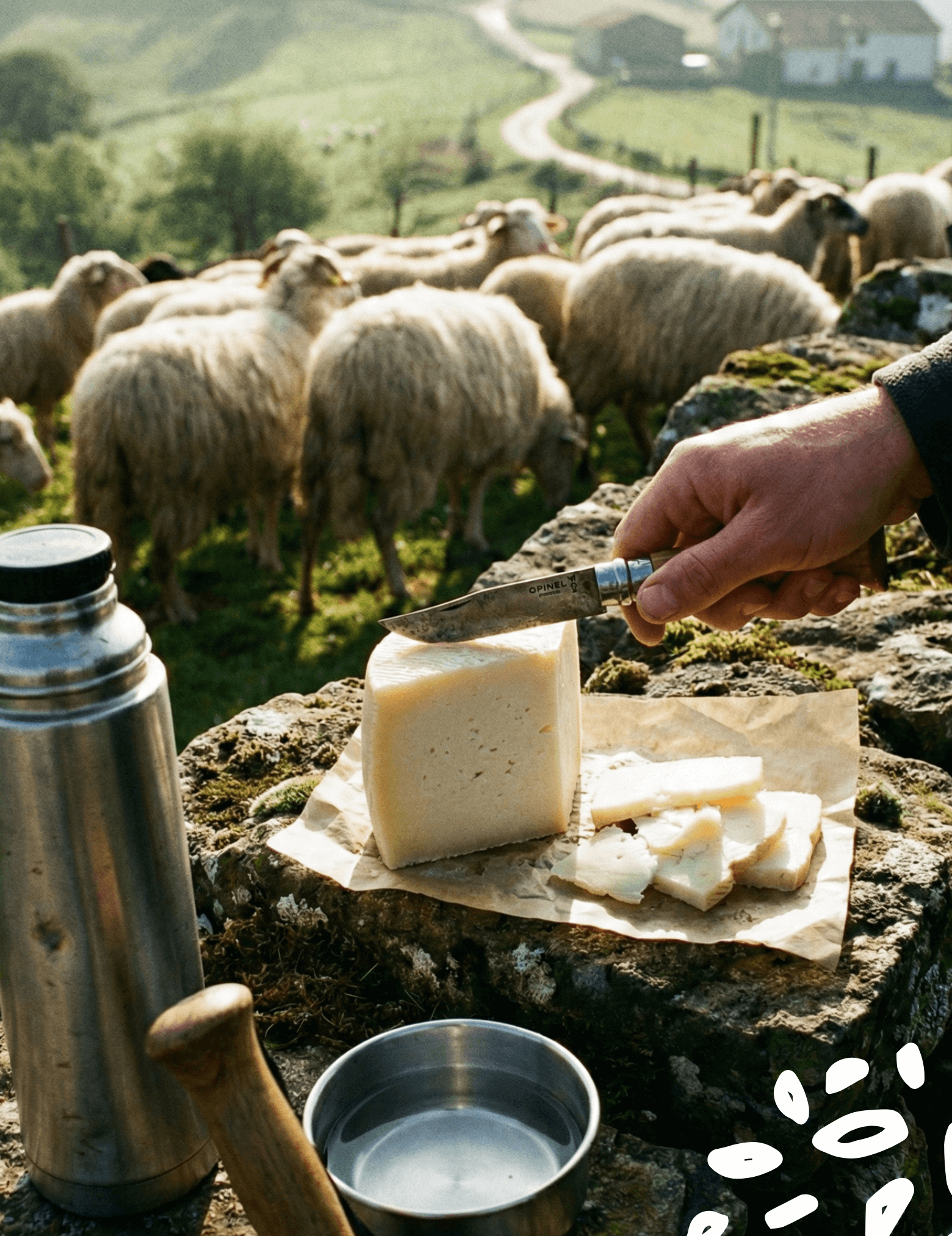 Tranches de fromage Idiazabal fumé sur ardoise