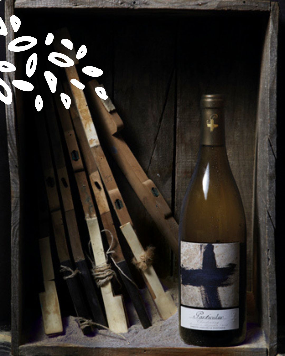 bouteille vin blanc Particular Blanco San Valero caisse bois