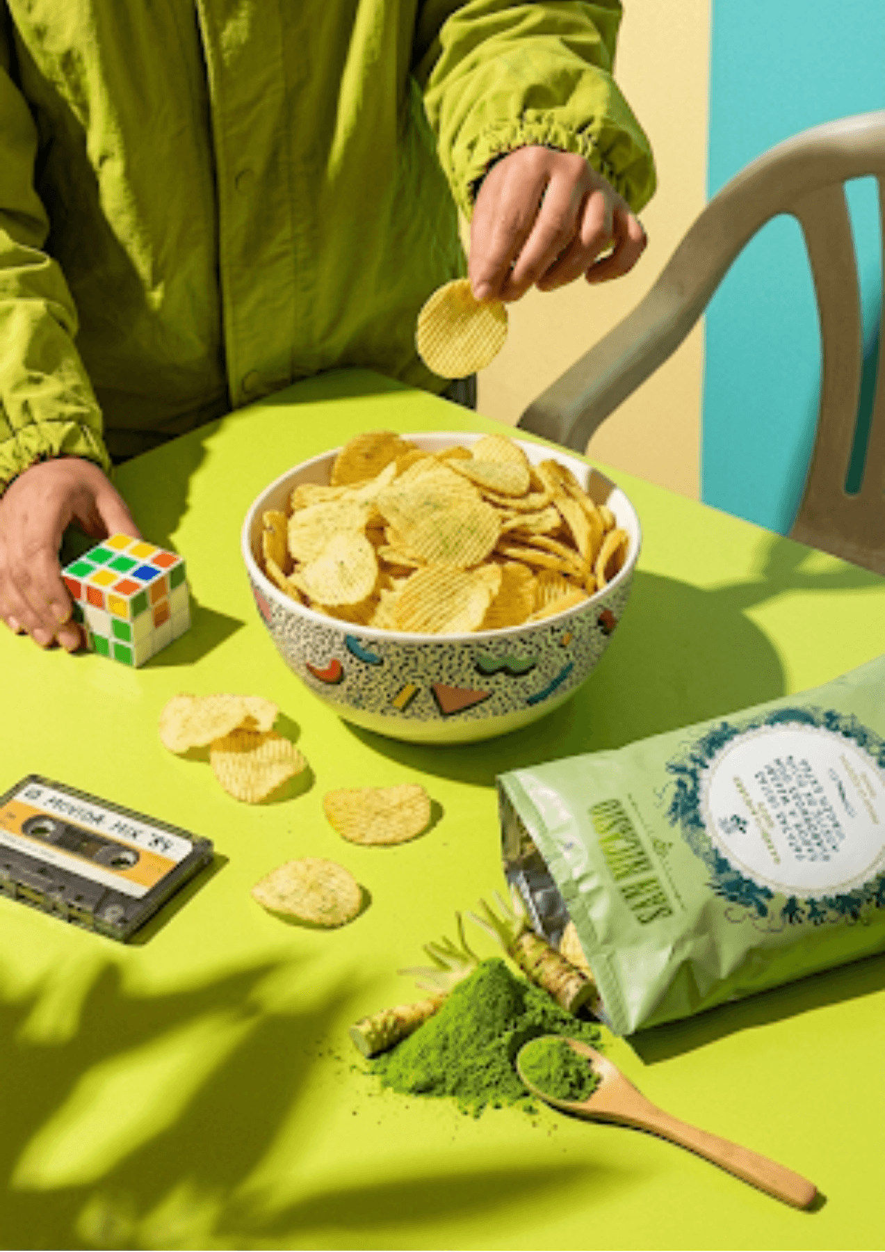 Chips wasabi San Nicasio à l’huile d’olive vierge extra AOP et sel rose