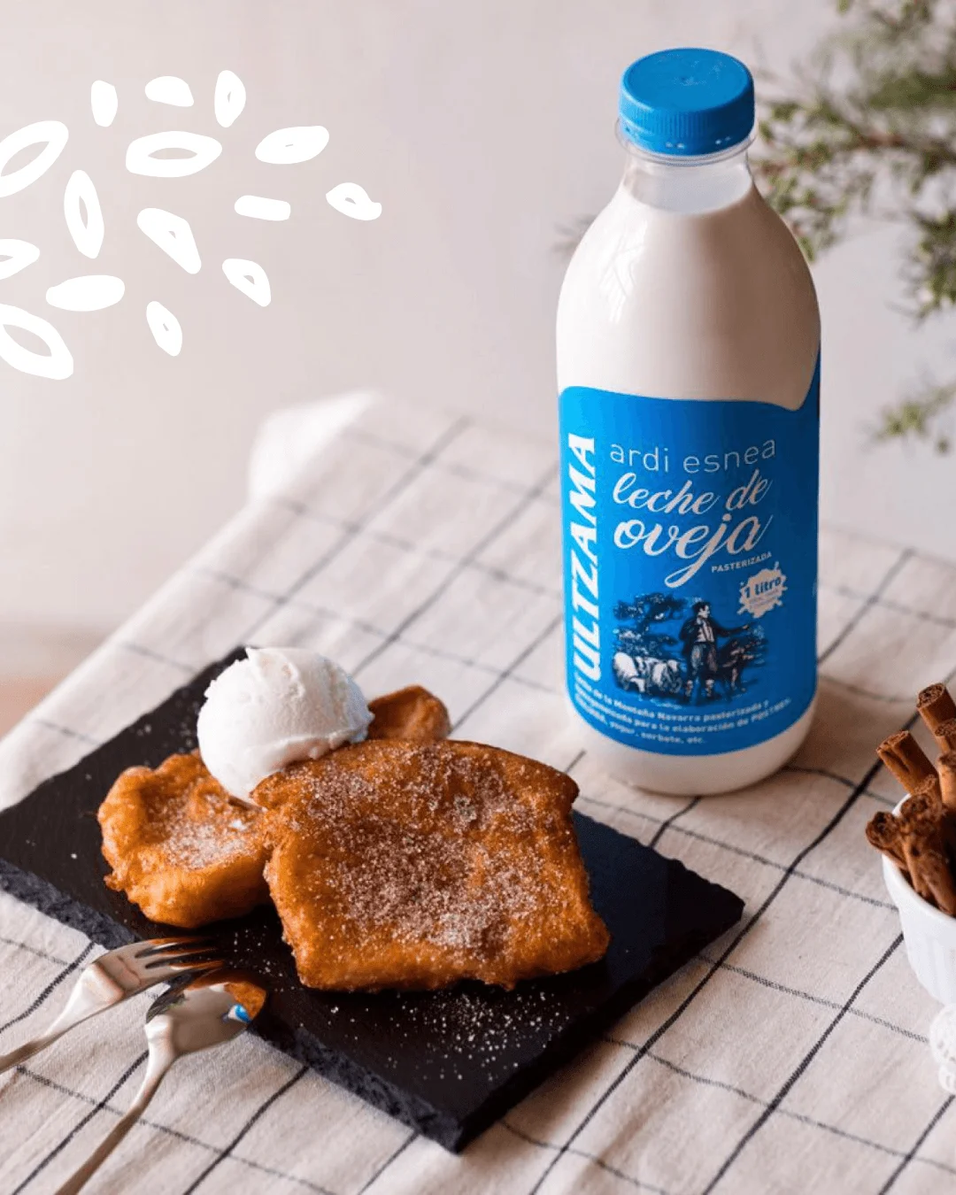 Pain perdu gourmand préparé avec le lait de brebis Ardi Esnea de Postres Ultzama